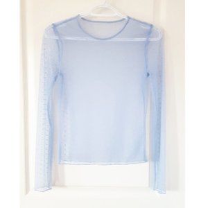 Forever 21 Blue Dotted Mesh Sheer Top